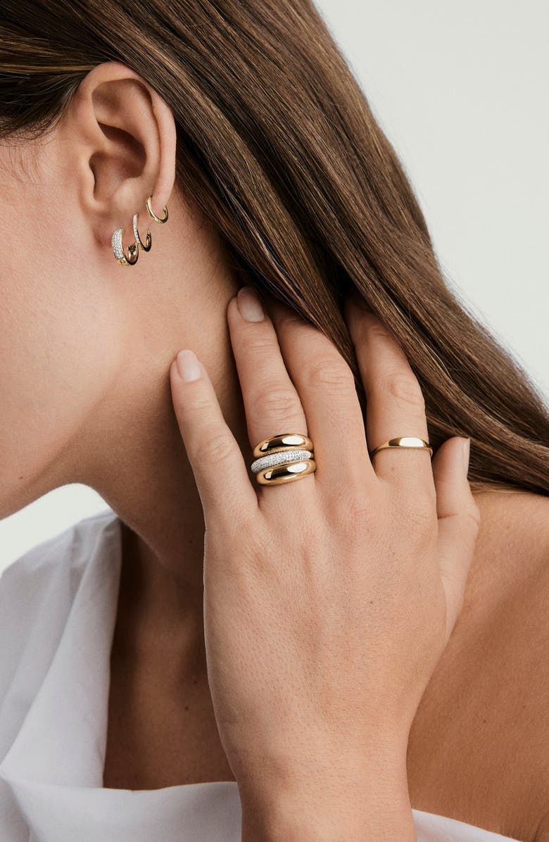 MEJURI Pave Diamond Huggie Hoops, Alternate, color, Yellow Gold / Diamond