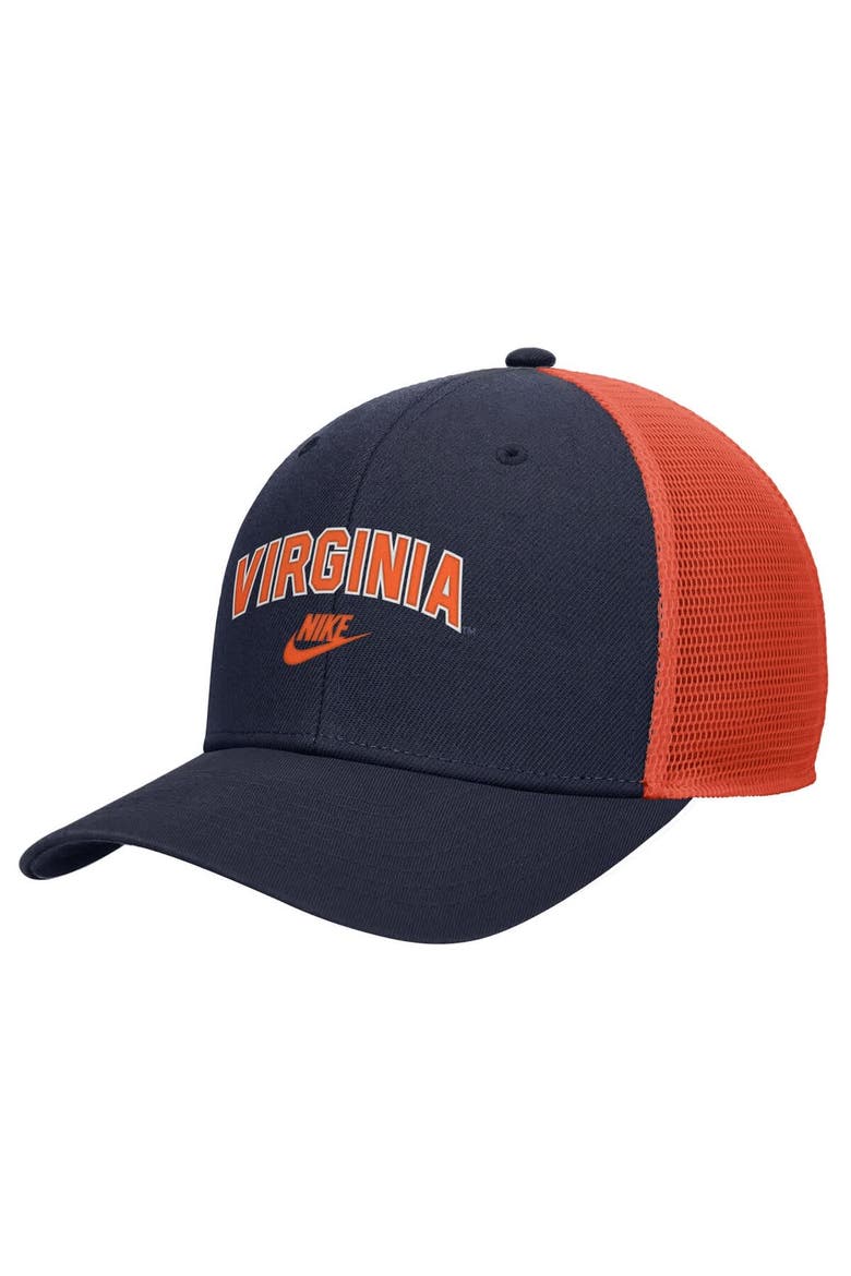Men's Nike Navy Virginia Cavaliers Vintage Arch Rise Performance Trucker Adjustable Hat, Main, color, Navy