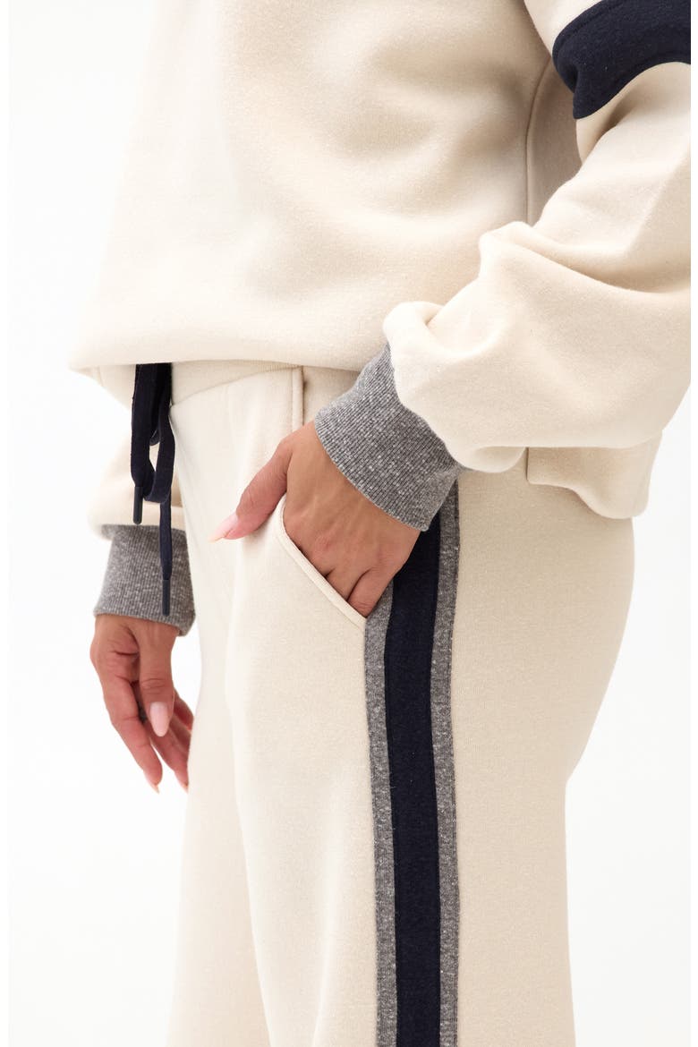Lupita Side Stripe Fleece Pants, Alternate, color, TAPIOCA/ HEATHER GREY