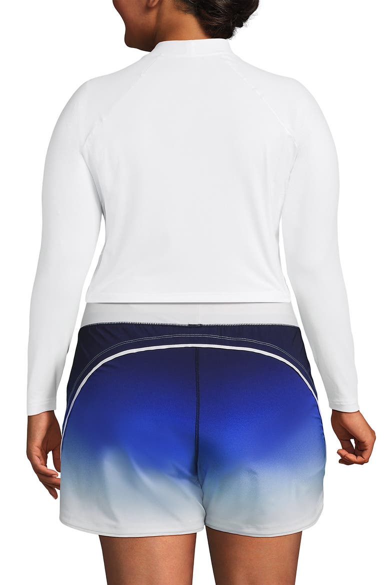 Long Sleeve Mock Neck Cropped UPF 50 Sun Protection Rash Guard, Alternate, color, White