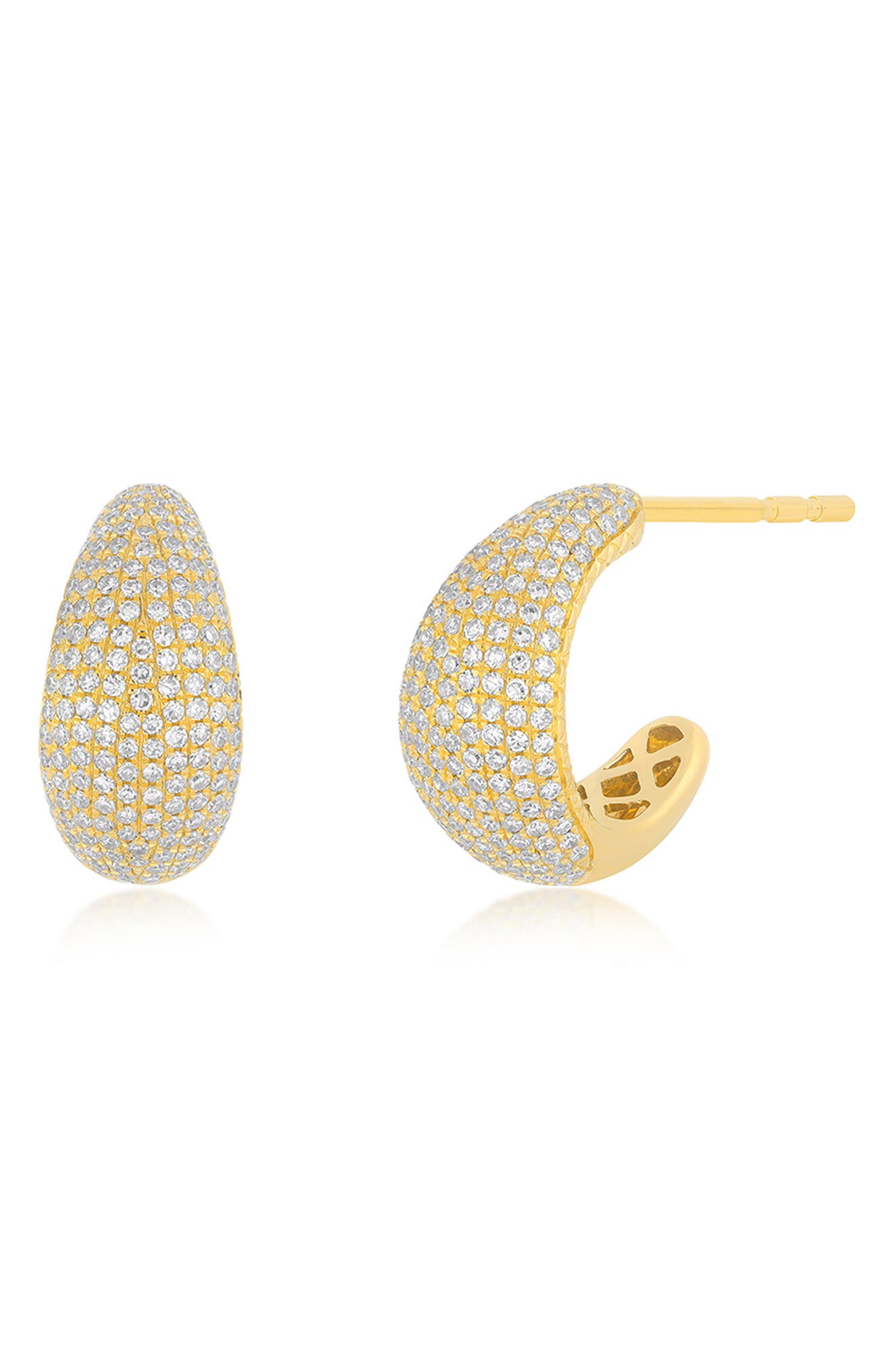 EF Collection Jumbo Dome Pavè Diamond Hoop Earrings in Yellow Gold 