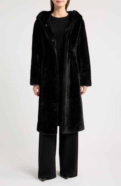 Faux Fur Hooded Coat