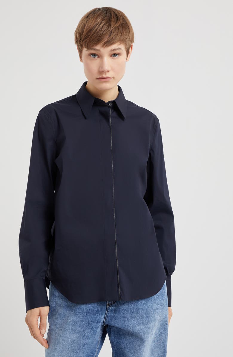 Brunello Cucinelli Stretch poplin shirt, Alternate, color, 