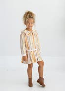 Mabel + Honey Buttercup Blossom Striped Floral Pleated Elastic Waist Skirt