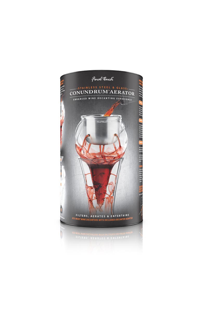 FINAL TOUCH Conundrum Stainless Steel Aerator For Wine Decanters, Alternate, color, Clear