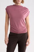 Renee C Ruched Mock Neck Modal Top