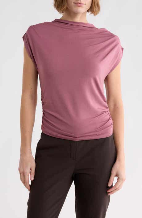 Ruched Mock Neck Modal Top