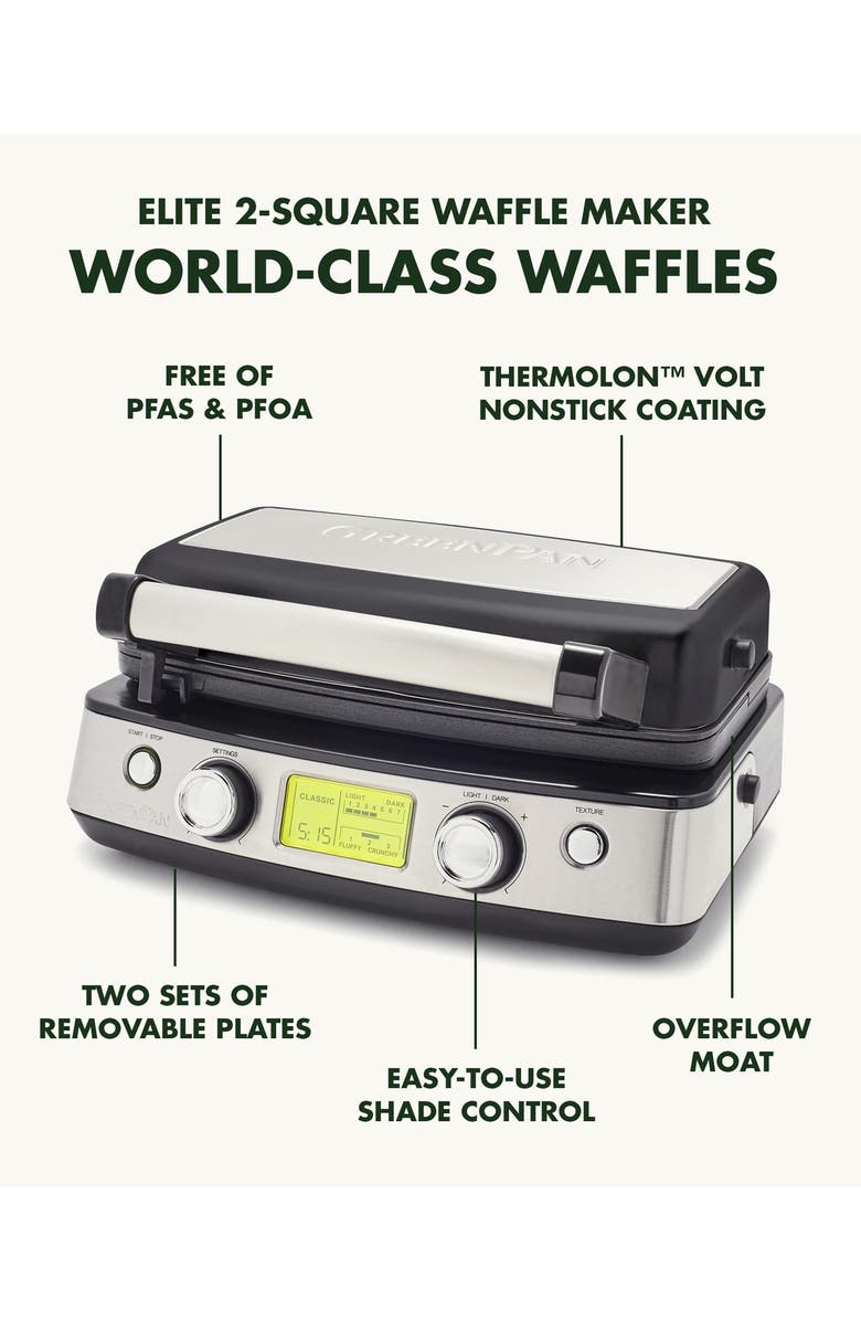 GreenPan Elite Ceramic Nonstick 2-Square Waffle Maker, Alternate, color, 