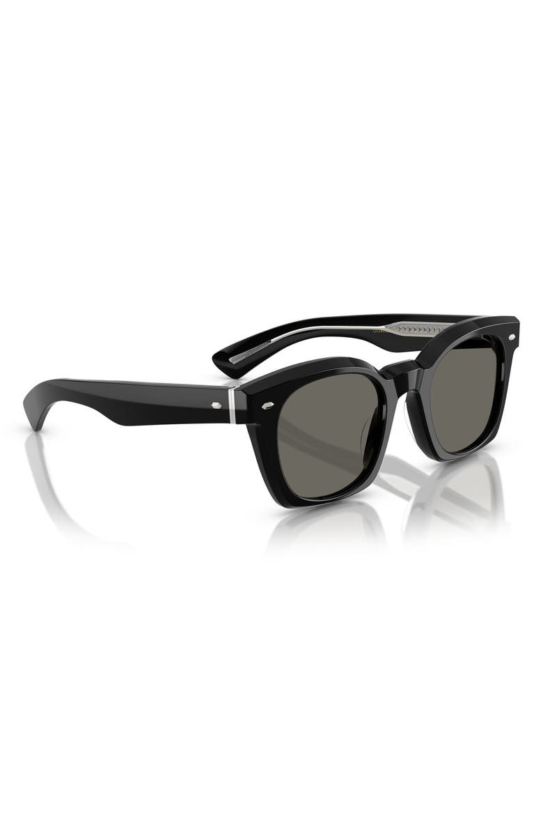 Oliver Peoples Merceaux 50mm Rectangular Sunglasses, Alternate, color, Black / Carbon Grey