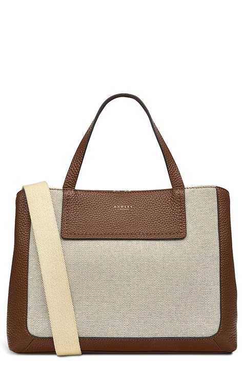 Dukes Place Leather & Canvas Grab Tote Bag