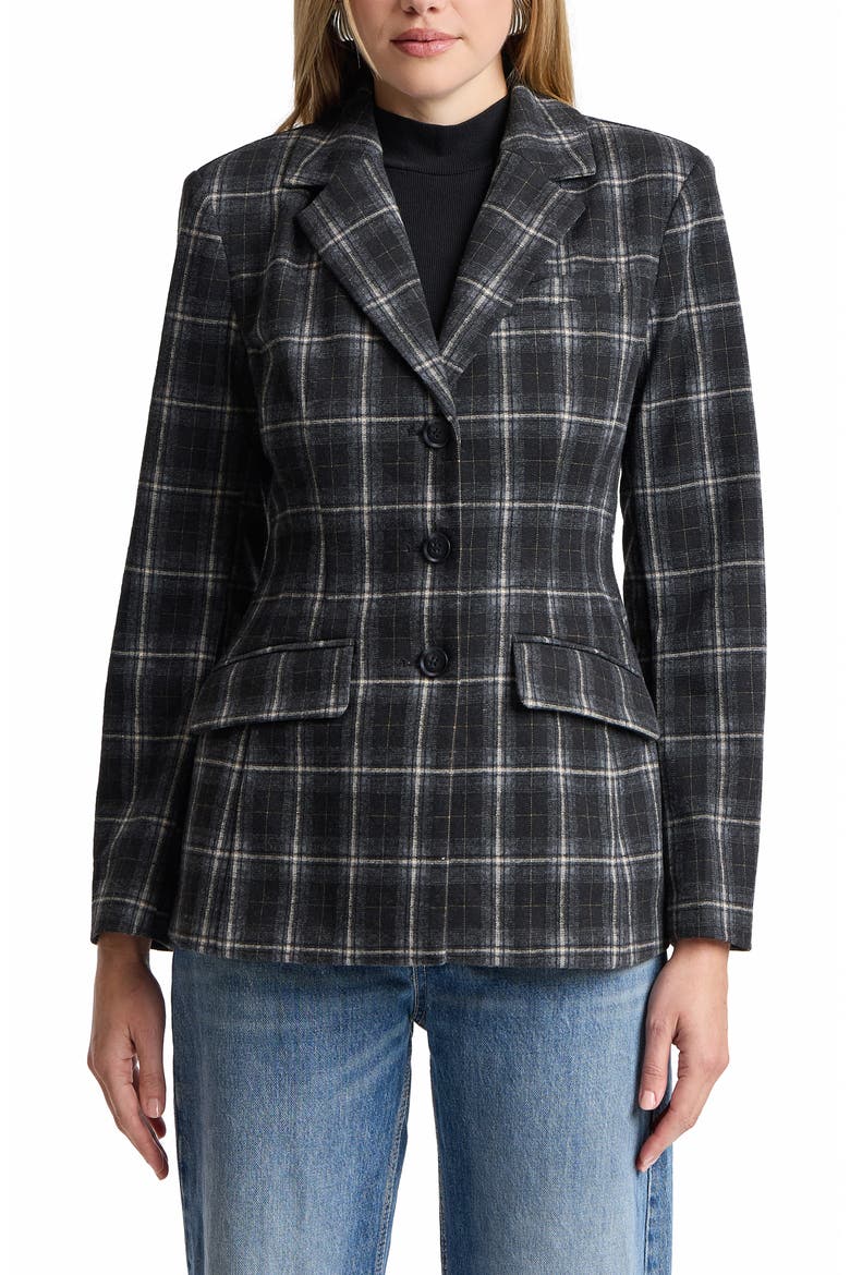 Hourglass Single Breasted Blazer, Main, color, MUSHROOM HERRINGBONE