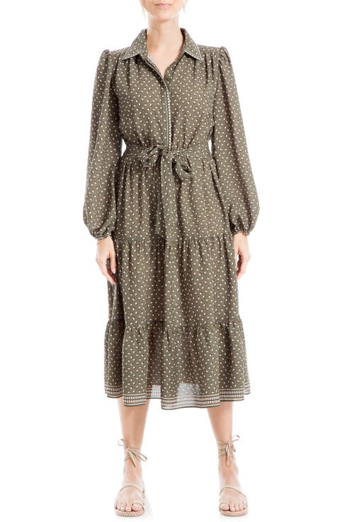 Long Sleeve Tiered Shirtdress
