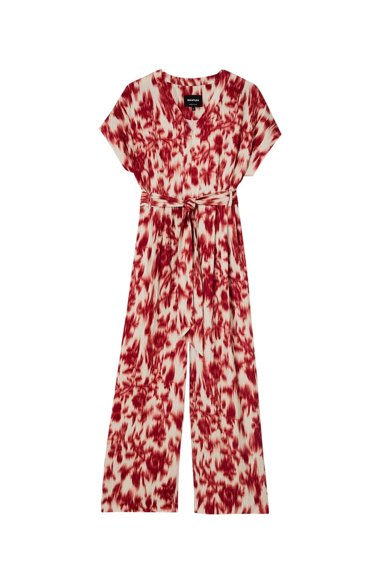 Blurred Floral Tie Jumpsuit, Alternate, color, Red/Multi