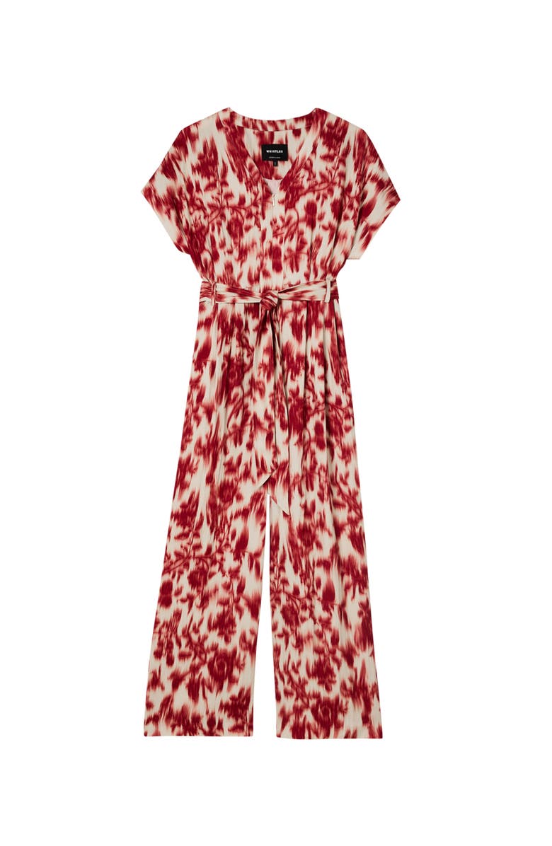 Whistles Blurred Floral Tie Jumpsuit, Alternate, color, Red/Multi