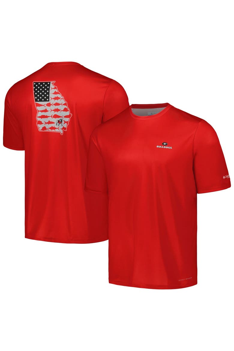 Men's Columbia Red Georgia Bulldogs Terminal Tackle Omni-Shade T-Shirt, Main, color, Red