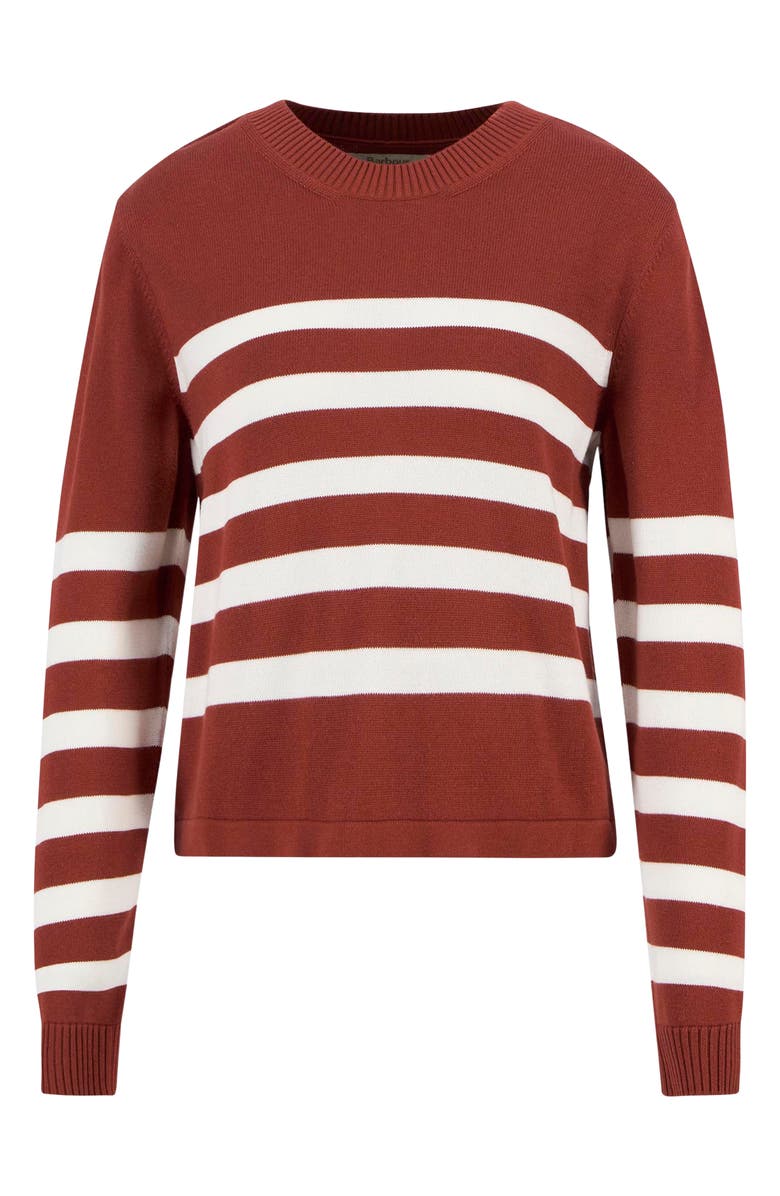 Barbour Stripe Cotton Blend Sweater, Alternate, color, Burnt Henna Stripe