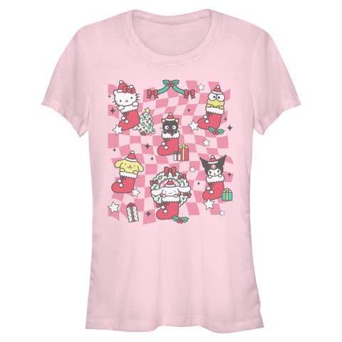 Junior's Hello Kitty Christmas Stockings and Friends  Graphic T-Shirt