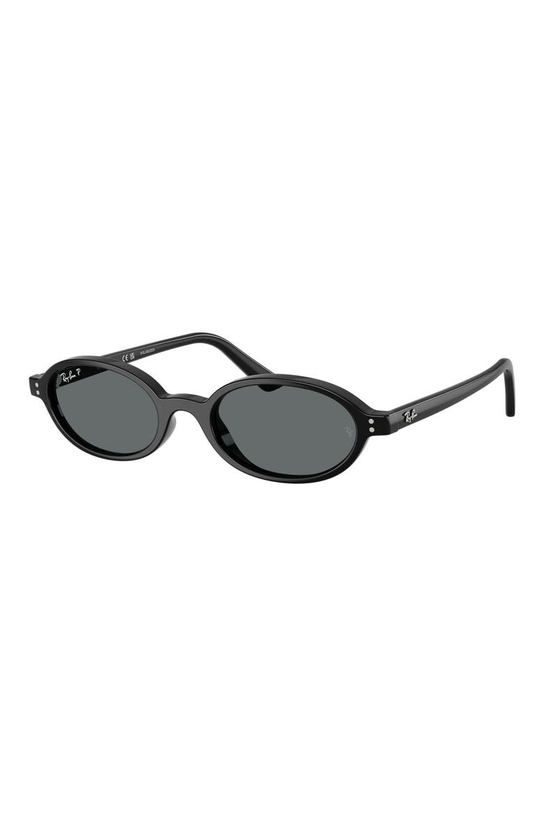 51mm Polarized Oval Sunglasses, Alternate, color, BLACK / DARK GREY POLAR