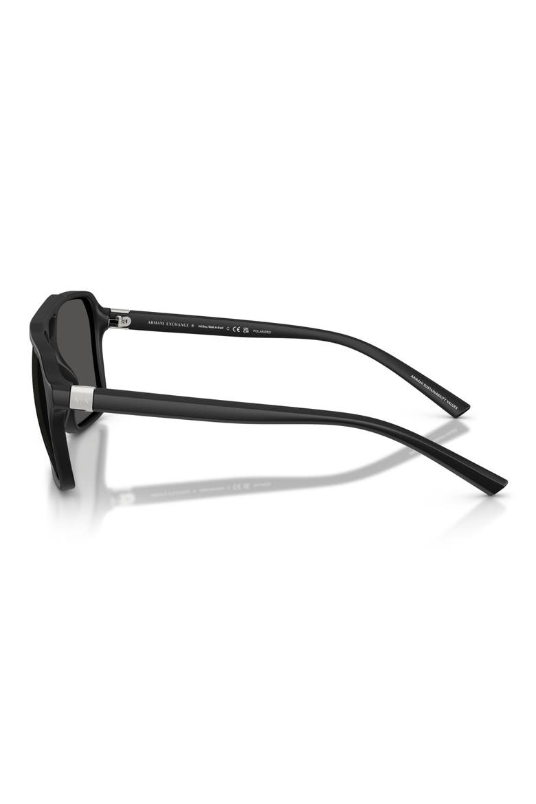 57mm Pilot Sunglasses, Alternate, color, MATTE BLACK / DARK GREY