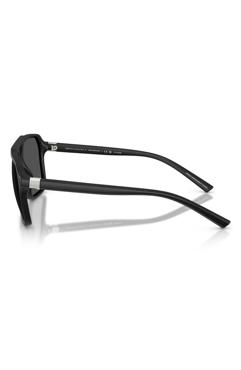 Armani Exchange 57mm Pilot Sunglasses, Alternate, color, Matte Black / Dark Grey