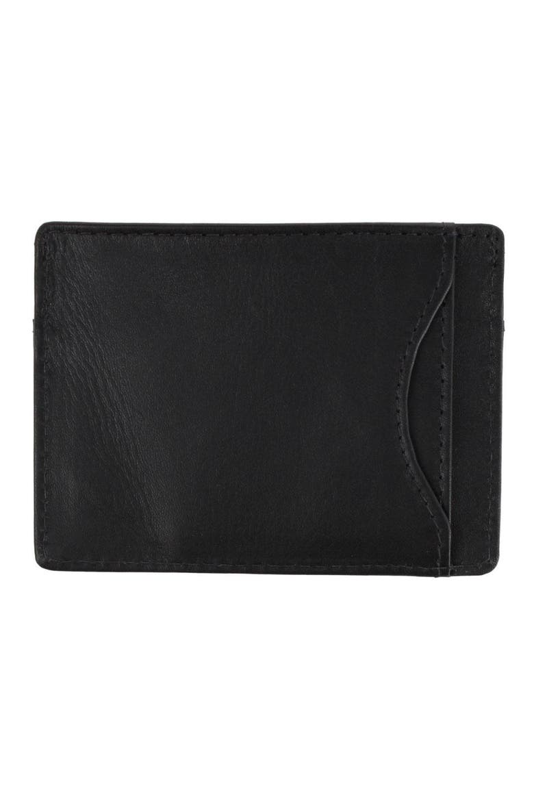 Orion Curved Side Slot Leather Card Case, Alternate, color, Black
