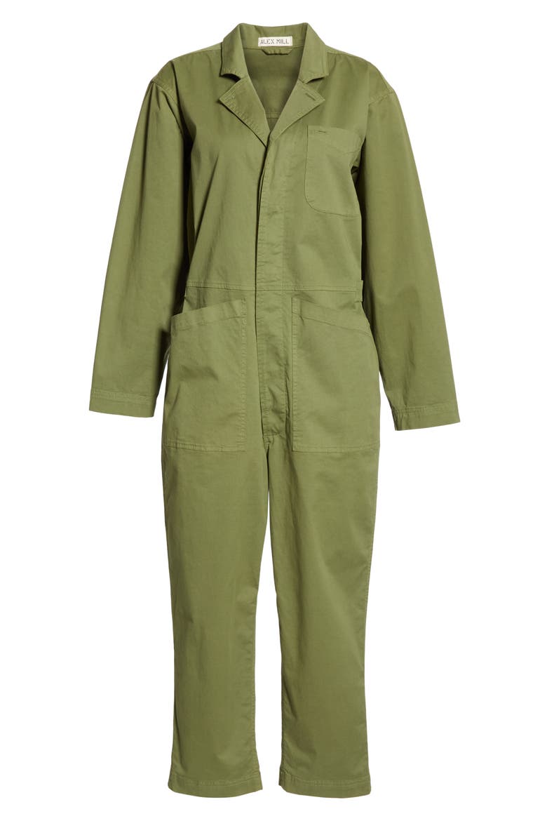 Stretch Cotton Jumpsuit, Alternate, color, ARMY GREEN