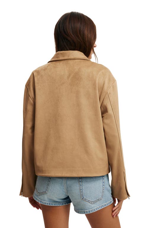 Cotton On Drew Faux Suede Jacket In Tan