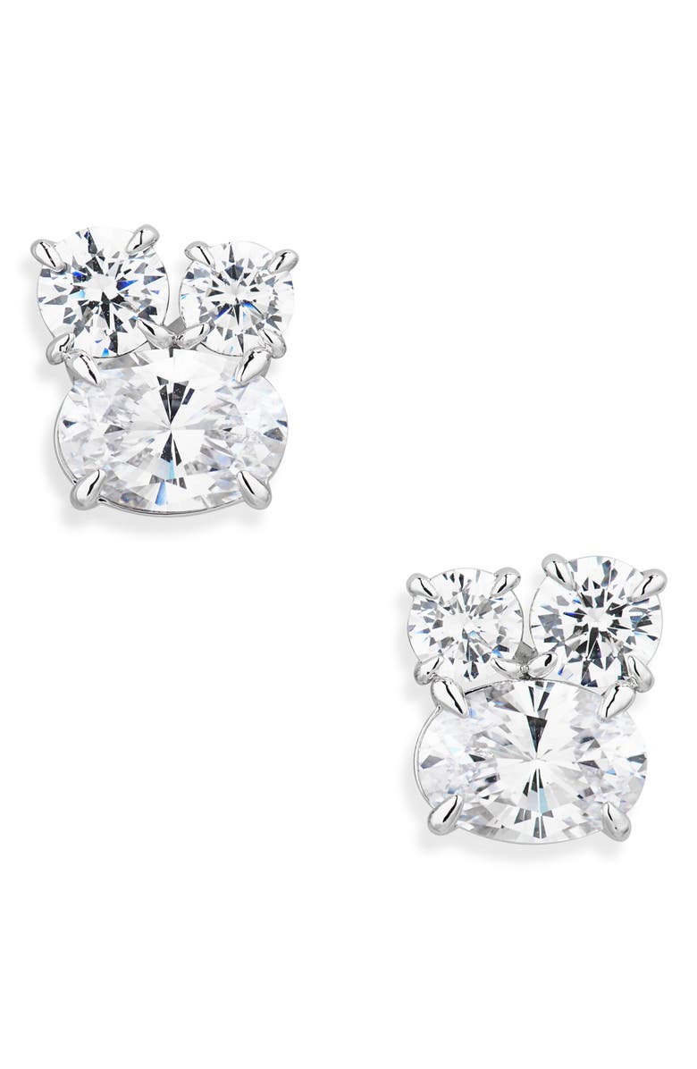Nadri Stellar Cluster Stud Earrings, Main, color, Rhodium