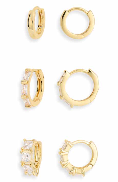 NORDSTROM RACK 3-Pack CZ Hoop Earrings