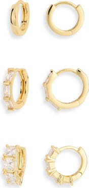 NORDSTROM RACK 3-Pack CZ Hoop Earrings