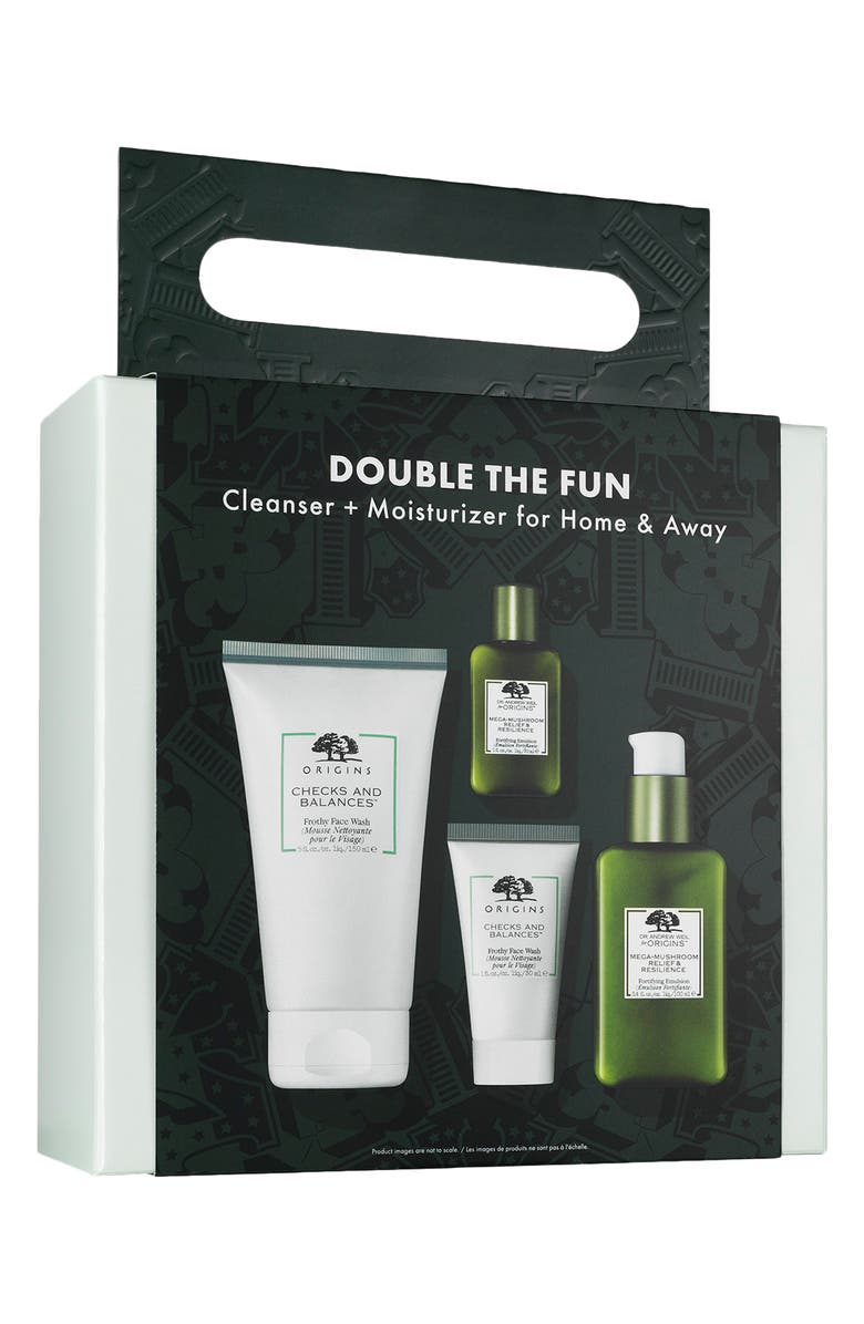 Origins Double the Fun Home & Away Cleanser & Moisturizer Set USD $82 Value, Alternate, color, 