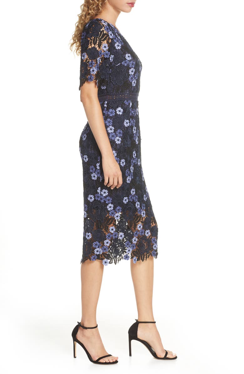 Chi Chi London Lenka One-Shoulder Crochet Lace Cocktail Dress, Alternate, color, 