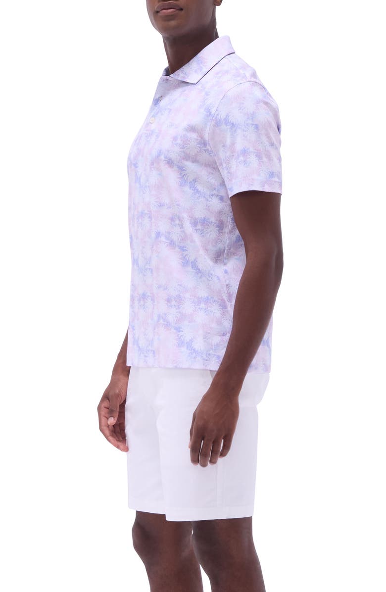 Bugatchi Hendrix Digital Palm Print Pima Cotton Polo, Alternate, color, Pink