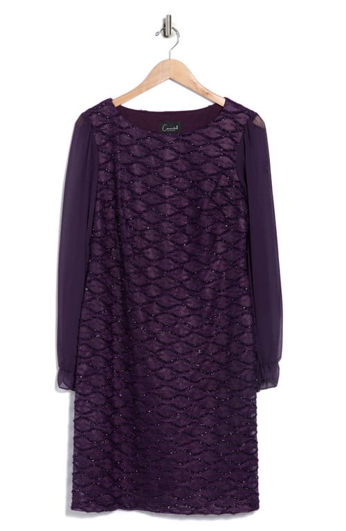 Connected Apparel Sequin Long Sleeve Dress In Purple