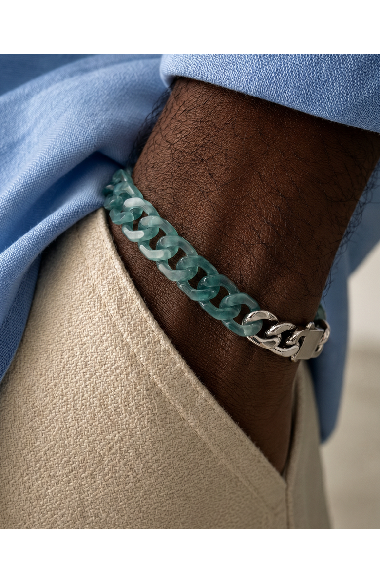 seree Men's Collection Cuban Link Jade Bracelet, Alternate, color, Blue