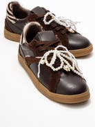 Forever & Always Shoes Taren Leather Pearl Buckle Sneakers