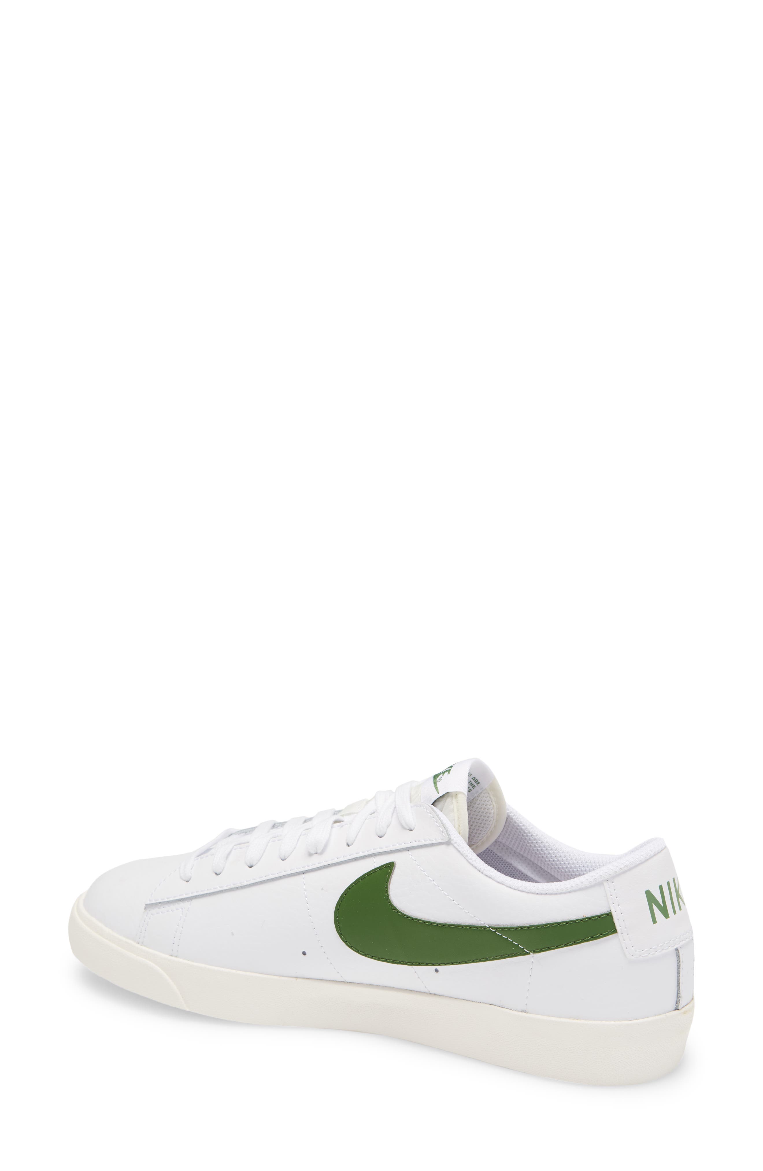 Blazer Low Leather Sneaker, Alternate, color, WHITE/ FOREST GREEN/ SAIL