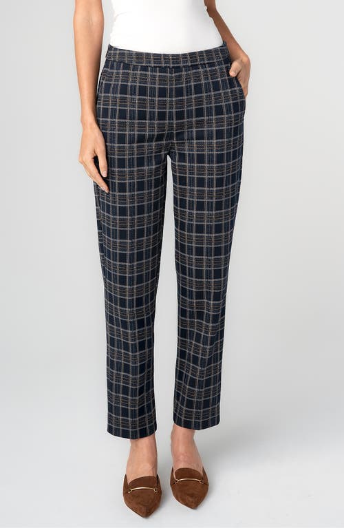Liverpool Los Angeles Kayla Plaid Pull On Pants in Navy/tan Plaid at Nordstrom, Size 10