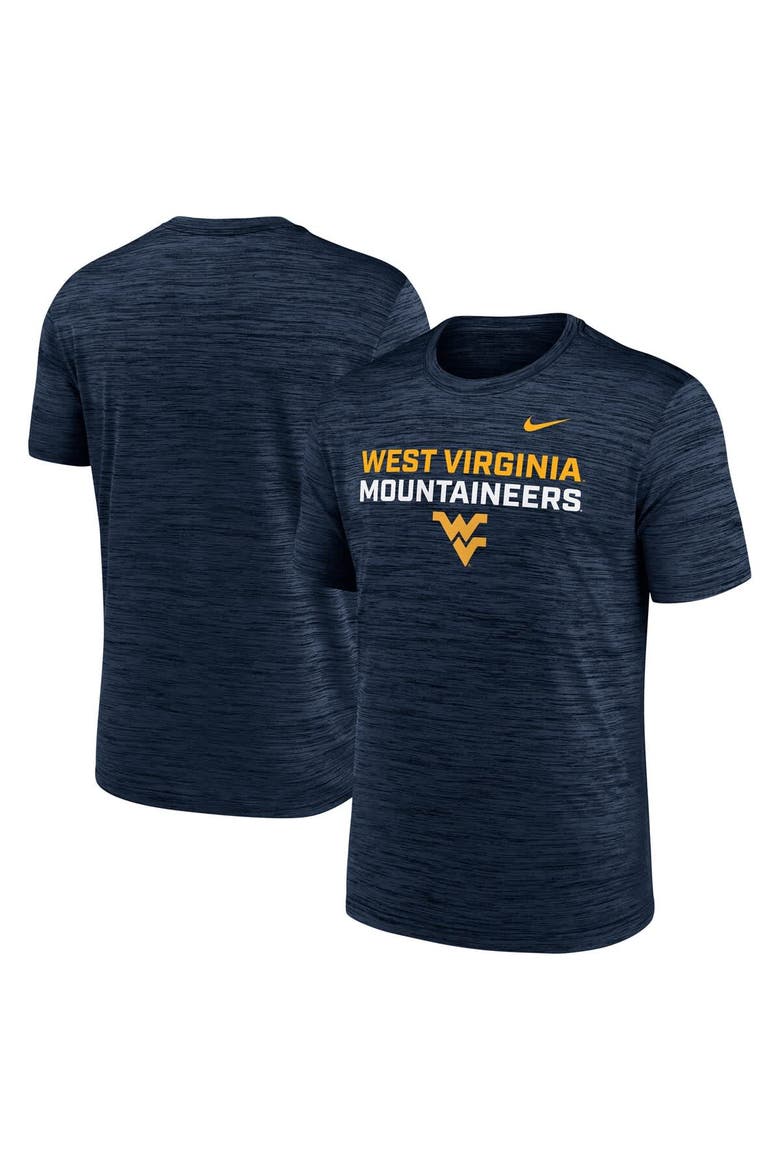 Men's Nike Navy West Virginia Mountaineers Campus Center Stack Velocity Performance T-Shirt, Main, color, Navy