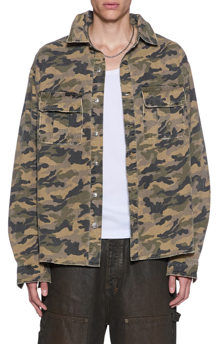 Ksubi Vulture Camo Print Shirt, Main, color, Green