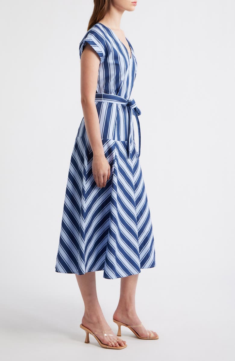 ZOE AND CLAIRE Stripe Tie Waist Maxi Dress, Alternate, color, Blue Stripe