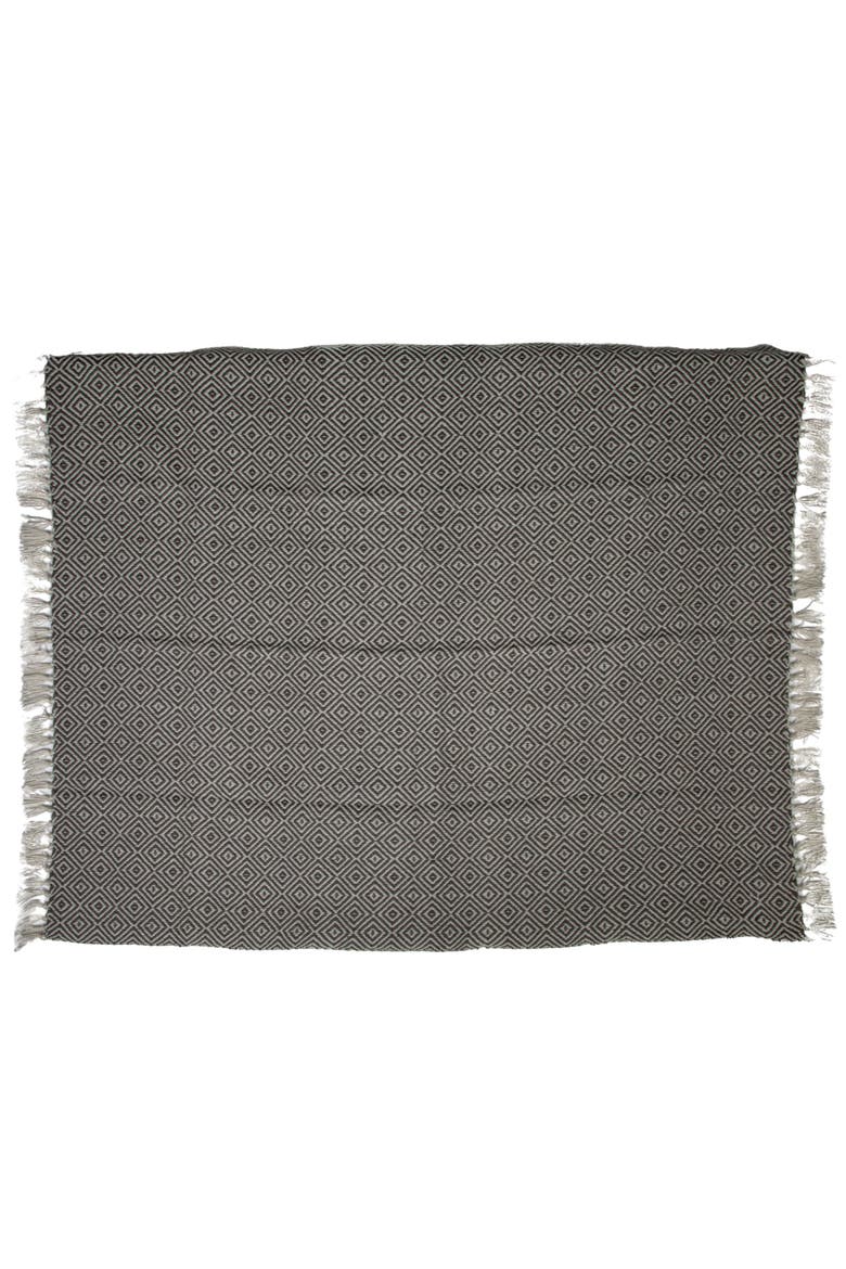 Storied Home Hand-Woven Reclaimed Fabric Throw with Pattern and Fringe ...