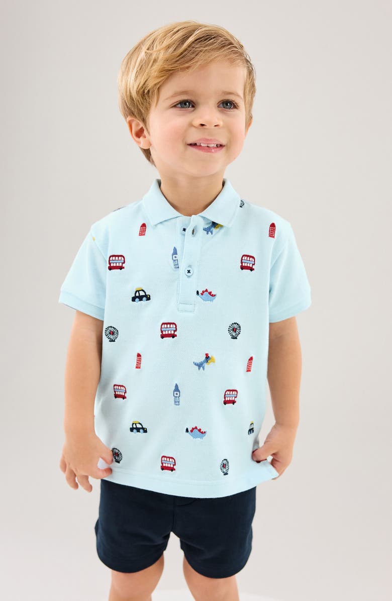 NEXT Kids' Embroidered Cotton Polo & Shorts Set, Alternate, color,