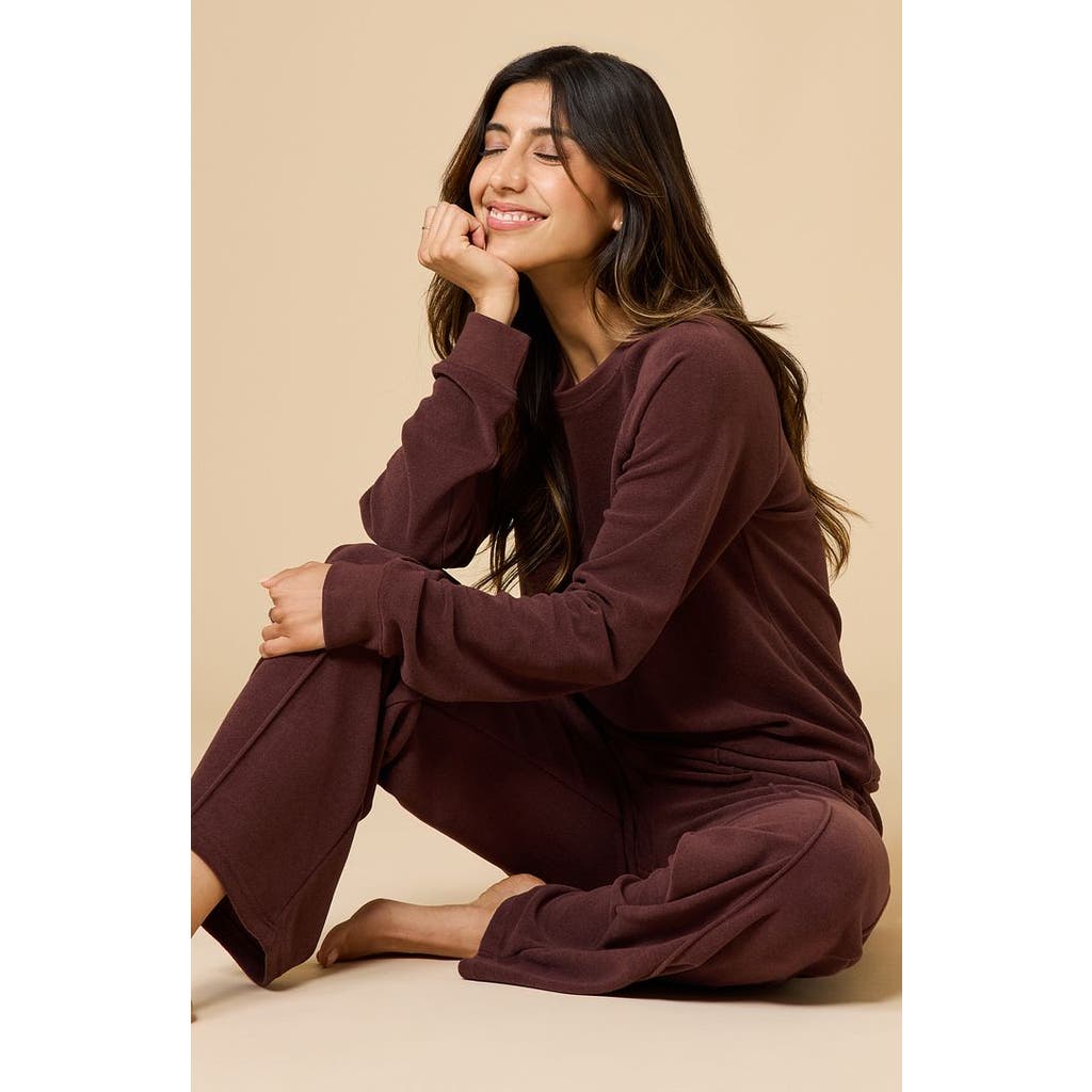 Softies Vintage Velvet Crewneck With Pintuck Pant In Red