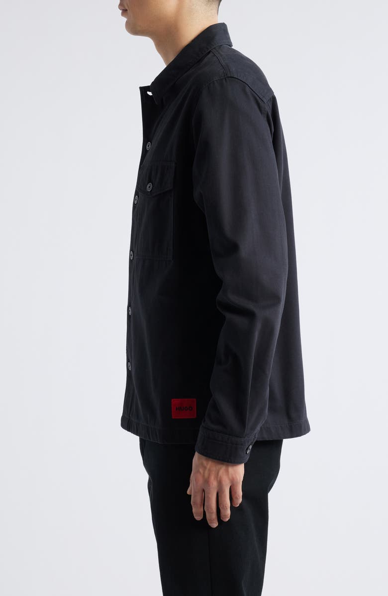 HUGO Enalu Cotton Twill Overshirt, Alternate, color, Black