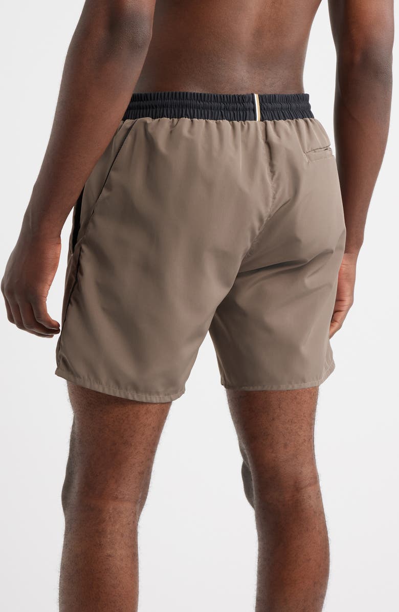 BOSS Starfish Volley Swim Trunks, Alternate, color, Medium Brown