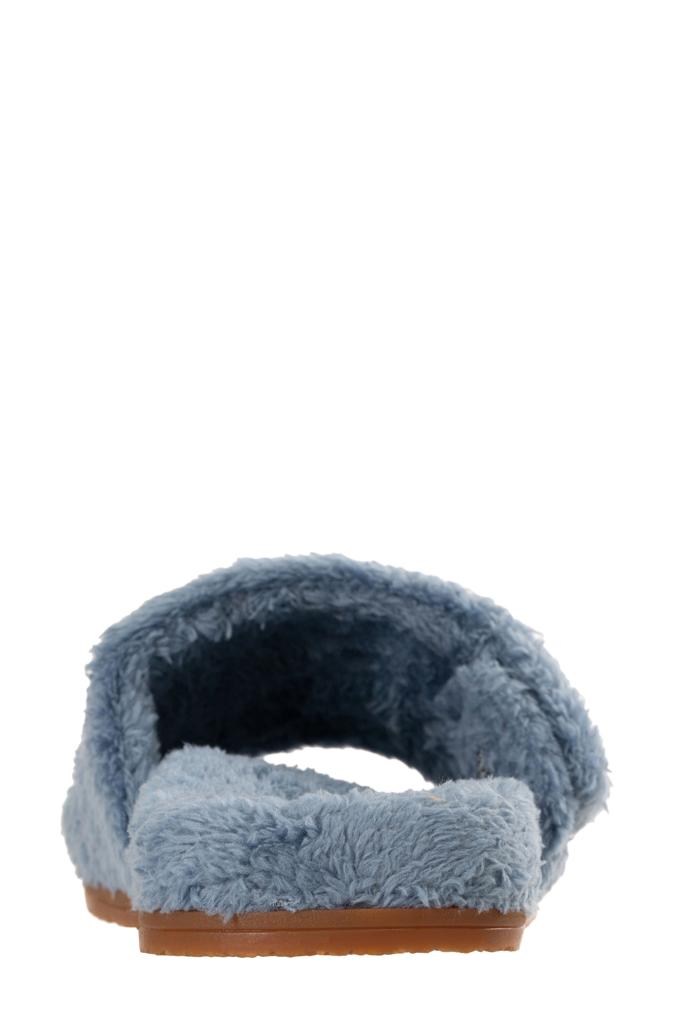 Callie High Pile Fleece Slide Slipper, Alternate, color, BLUESTONE