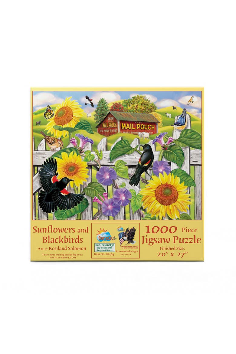 Sunflowers and Blackbirds 1000 piece Jigsaw Puzzle for Adults, Alternate, color, Multicolor