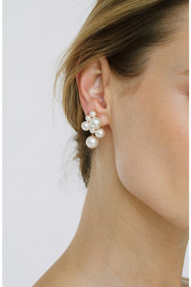 Perlita Faux Pearl Drop Earrings, Alternate, color, PEARL