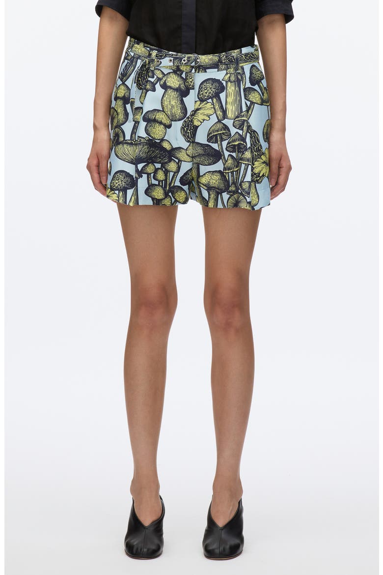 Ethereal Mushrooms Cotton & Silk Shorts, Main, color, SKY BLUE MULTI